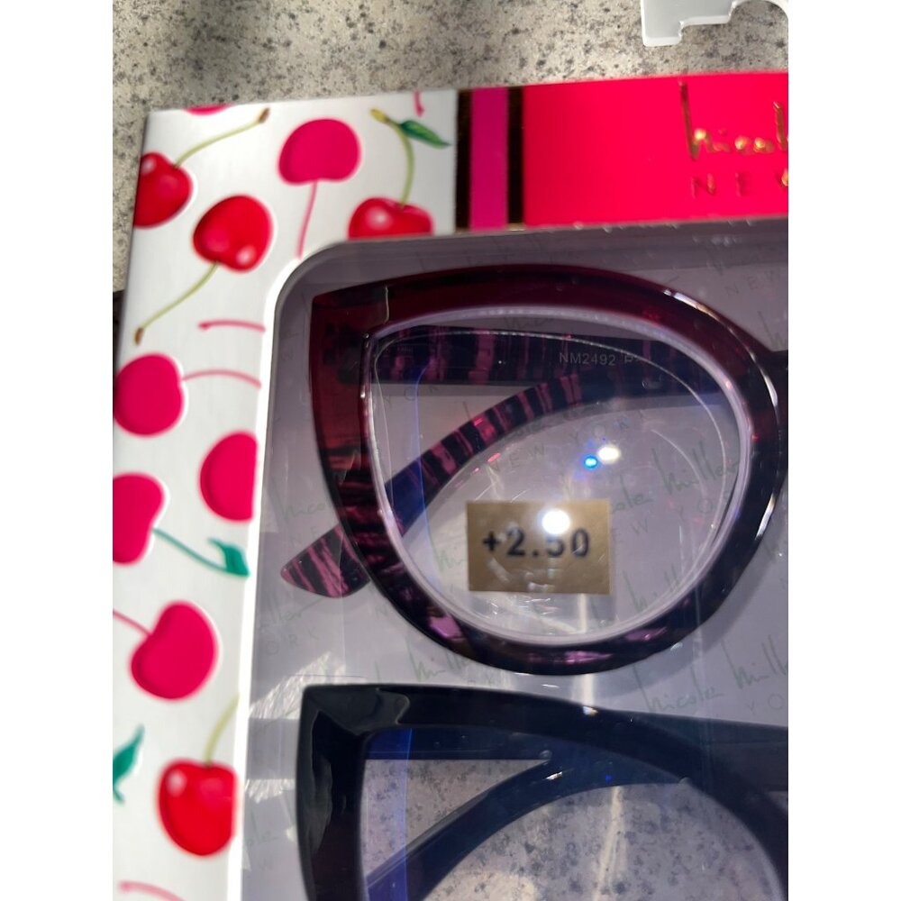 Nicole Miller Reading Glasses Blue Light 2 Pair +2.50 Black Tortoise - Picture 7 of 15